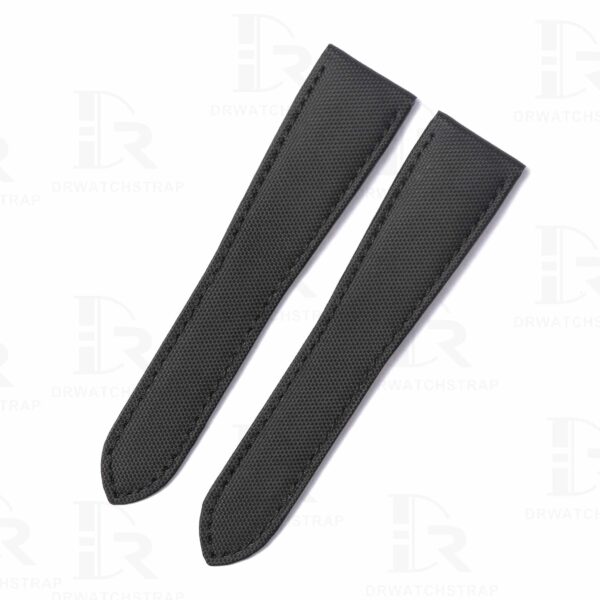 Custom handmade Black canvas Calibre de Cartier leather strap 21mm 23.5mm watch straps replacement for sale