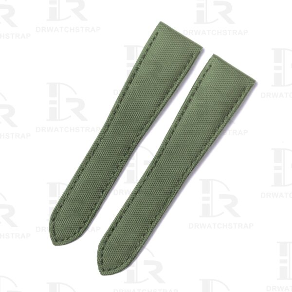 Custom handmade Olive Green canvas Calibre de Cartier leather strap 21mm 23.5mm watchbands replacement for sale