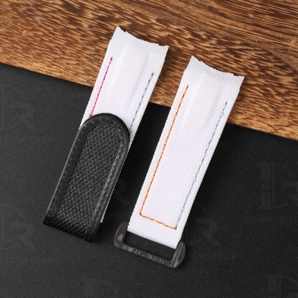Custom replacement 21mm White velcro watch band for Rolex Carbon Sea Dweller DIW Hunter strap (2)