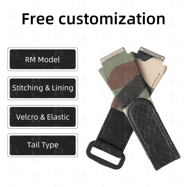 Buy Custom replacement straps and elastic watch band for Richard Mille Camouflage strap RM 035 030 055 011 016 059 067 067-02 027 07 aftermarket for sal (1)