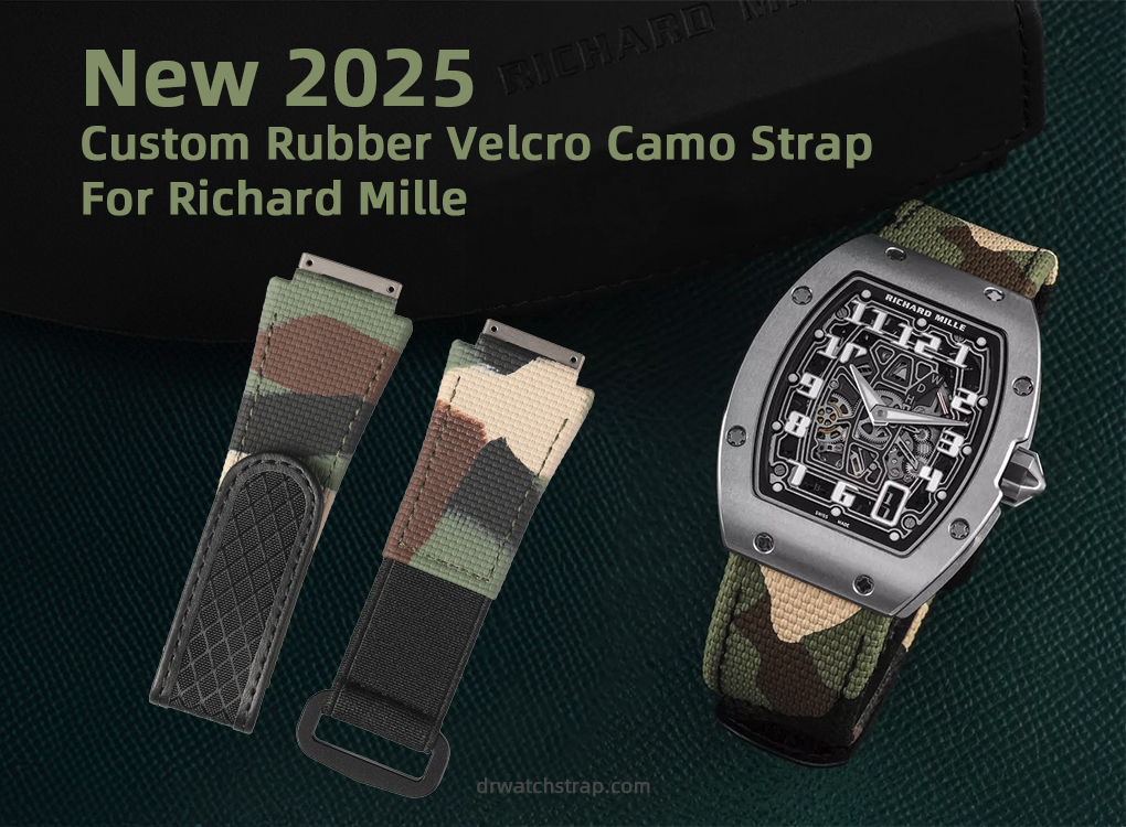 New 2025 Custom Rubber Velcro Camo Strap with elastic for Richard Mille Watches