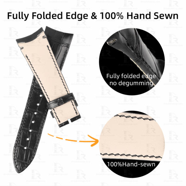 Custom Black Alligator Leather Watch Straps for Breguet Type XXI 3810 strap Replacement Band