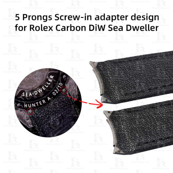 Custom 5 Prongs Screw in adapter design watch band for Rolex Carbon Sea Dweller strap