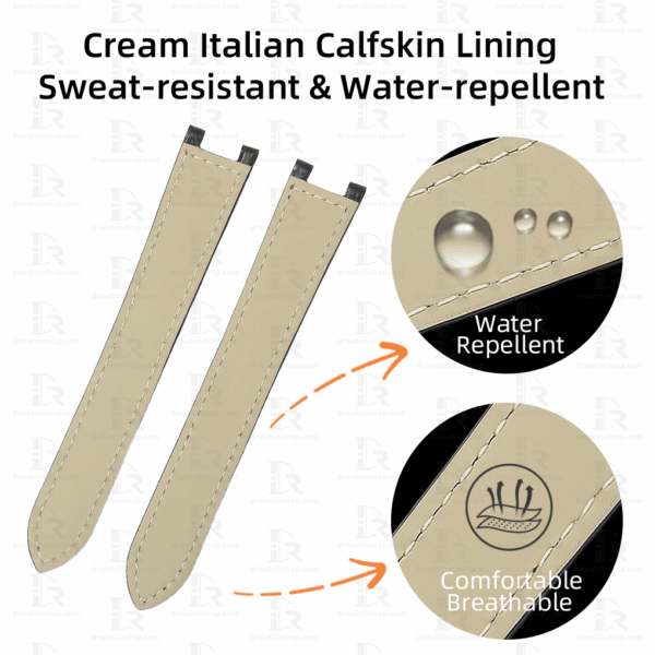 Custom leather replacement watch band for Cartier Pasha strap lining