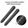 Custom Replacement Black Round scale alligator leather watch strap for Ballon bleu de Cartier 28mm 33mm 36mm 40mm 42mm Low Price (2)