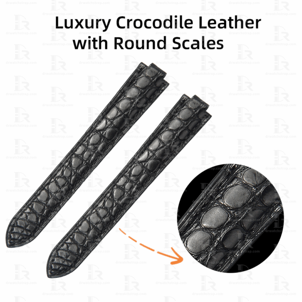 Custom Replacement Black Round scale alligator leather watch strap for Ballon bleu de Cartier 28mm 33mm 36mm 40mm 42mm Low Price (2)