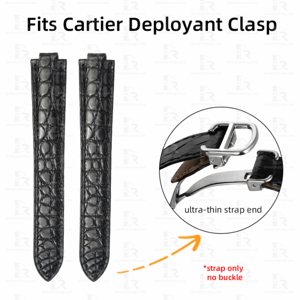 Custom Replacement Black Round scale alligator leather watch strap for Ballon bleu de Cartier 28mm 33mm 36mm 40mm 42mm Low Price (1)