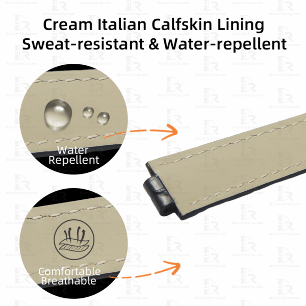 Custom leather strap replacement for Ballon bleu de Cartier watch band lining