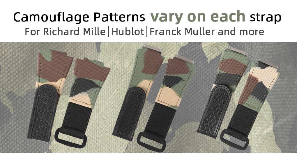 Custom rubber camo velcro watch band replacement for Richard Mille for Hublot for Franck Muller