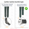 Calfskin leather strap Push Button Deployant Clasp Type for Cartier Santos