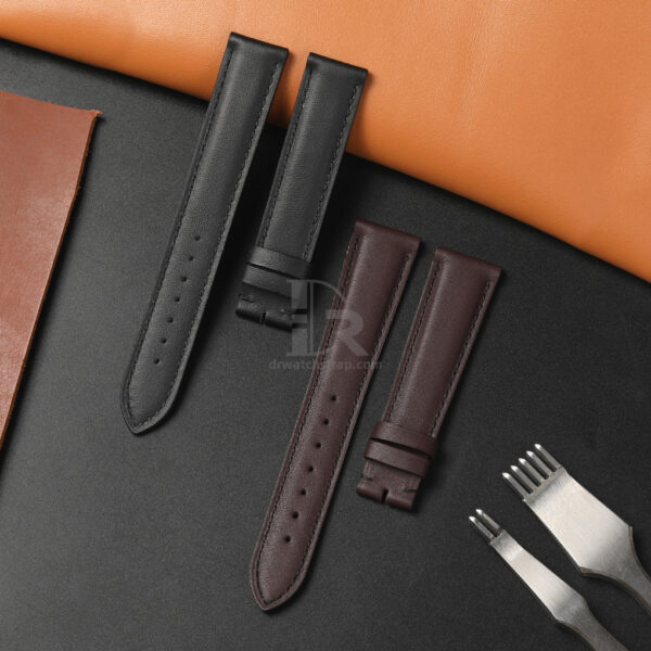 Custom Black Calfskin leather watch strap replacement for Cartier Tank & Ronde Solo (1)