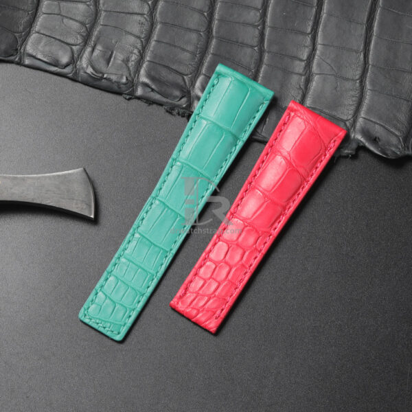 Custom Pink Blue alligator leather strap replacement for TAG Heuer Carrera
