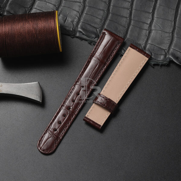 Custom Brown Alligator leather watch strap Replacement for Grand Seiko Elegance 19mm band (2)