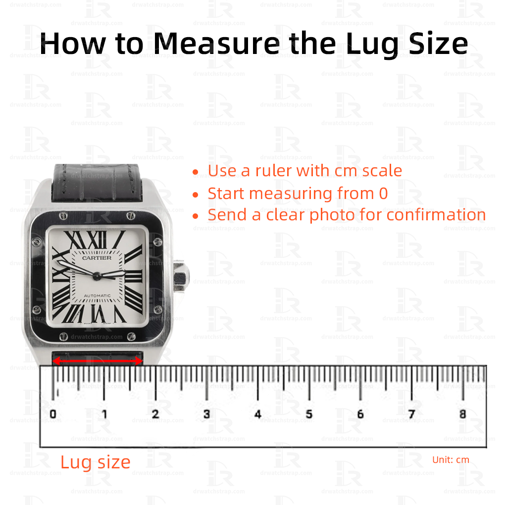 How to measure lug size of strap for Cartier Santos Galbee xi 