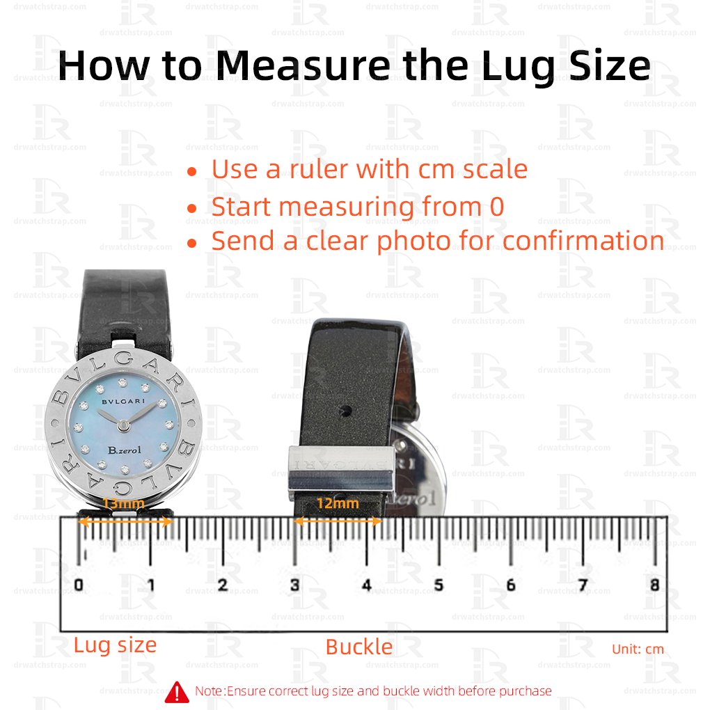 How to measure the lug size of watch strap replacement for bvlgari b zero1