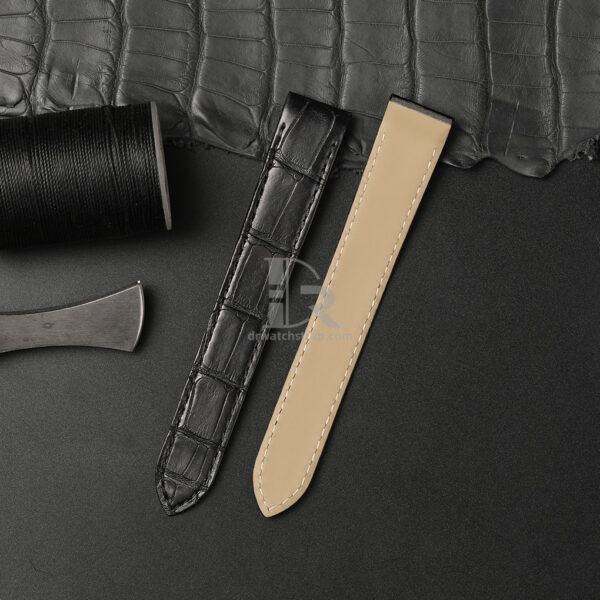 Cuatom leather watch strap lining for santos de cartier galbée
