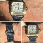 Cartier Santos replacement brown leather watch band strap